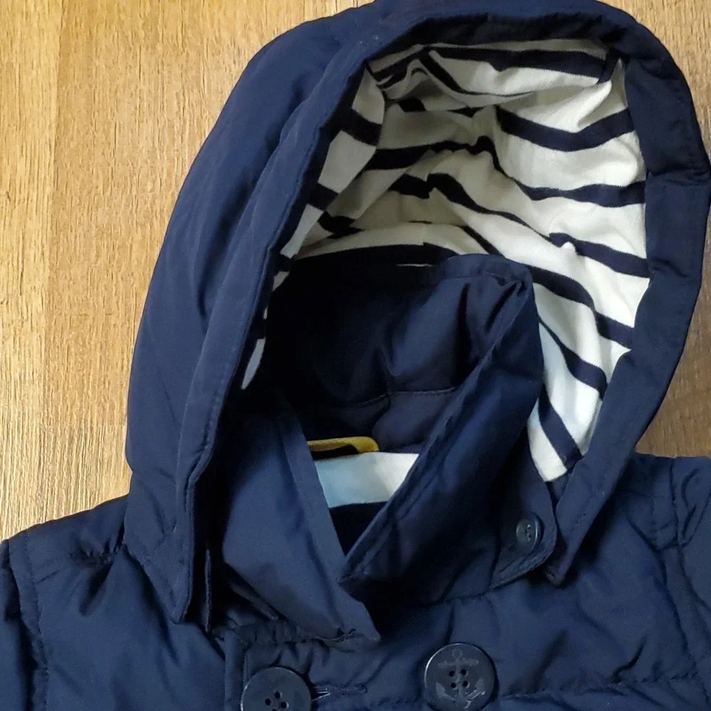 Baby‎ GAP navy nautical puffer coat with detachable hood